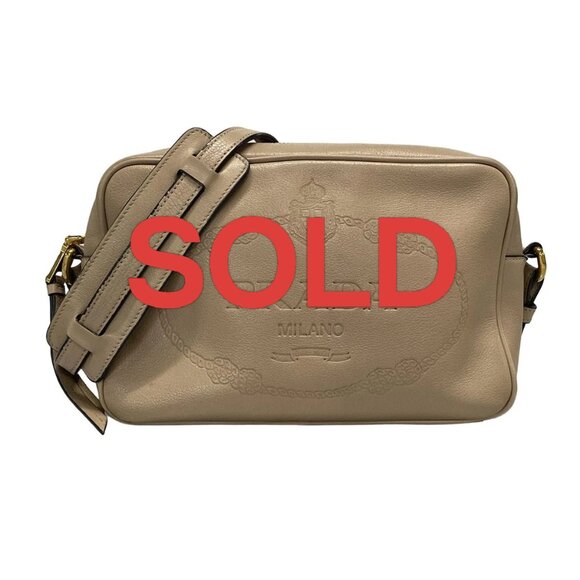 PRADA - Gray Beige Leather Shoulder Bag 788-042825 - Picture 1 of 13